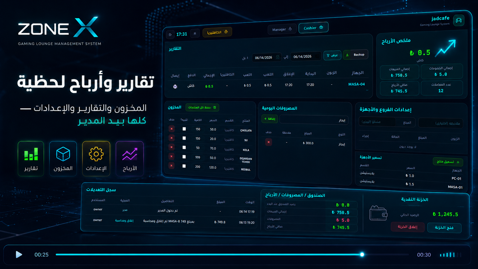 تقارير وأرباح بيد المدير
